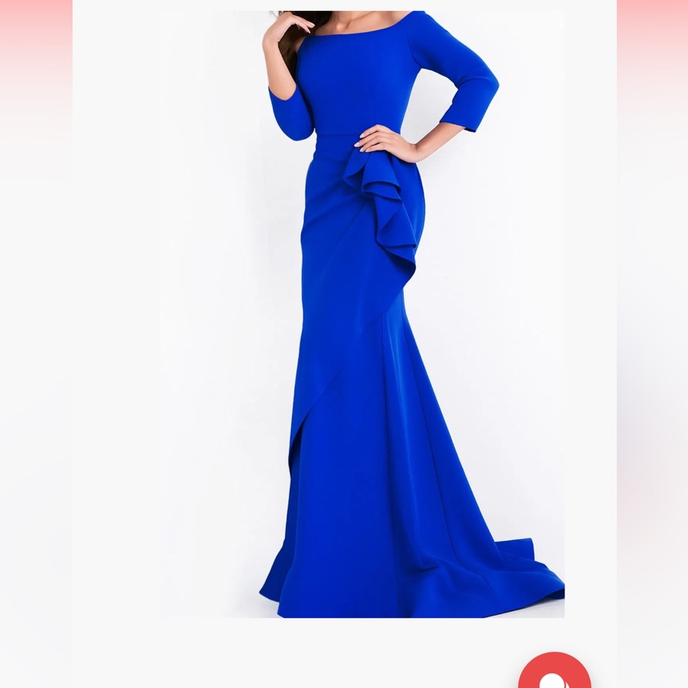 NWT - Mother of Bride Jovani Off Shoulder Drape Crepe Mermaid Dress - Royal Blue
